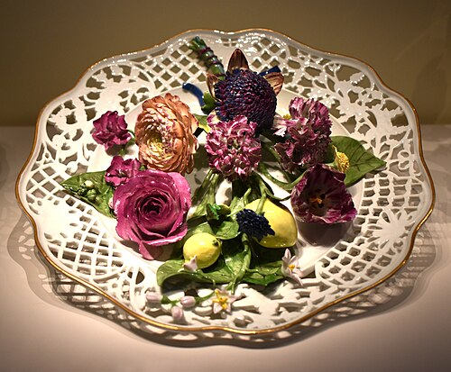 plate with ceramic flowers
